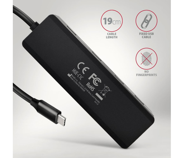 Axagon HUE-C1C, 4x USB 5Gbps TRAVEL hub, USB-C, USB-C - 1353427 - zdjęcie 3